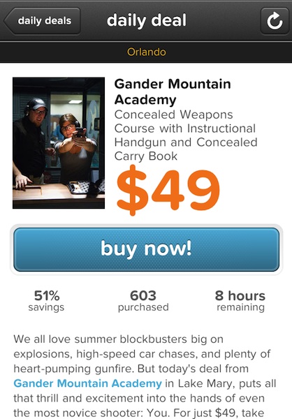 Concealed Weapons Course is Big Seller on Coupon “Living Social” Site