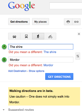 Even Google Knows You Don’t Just Walk Into Mordor